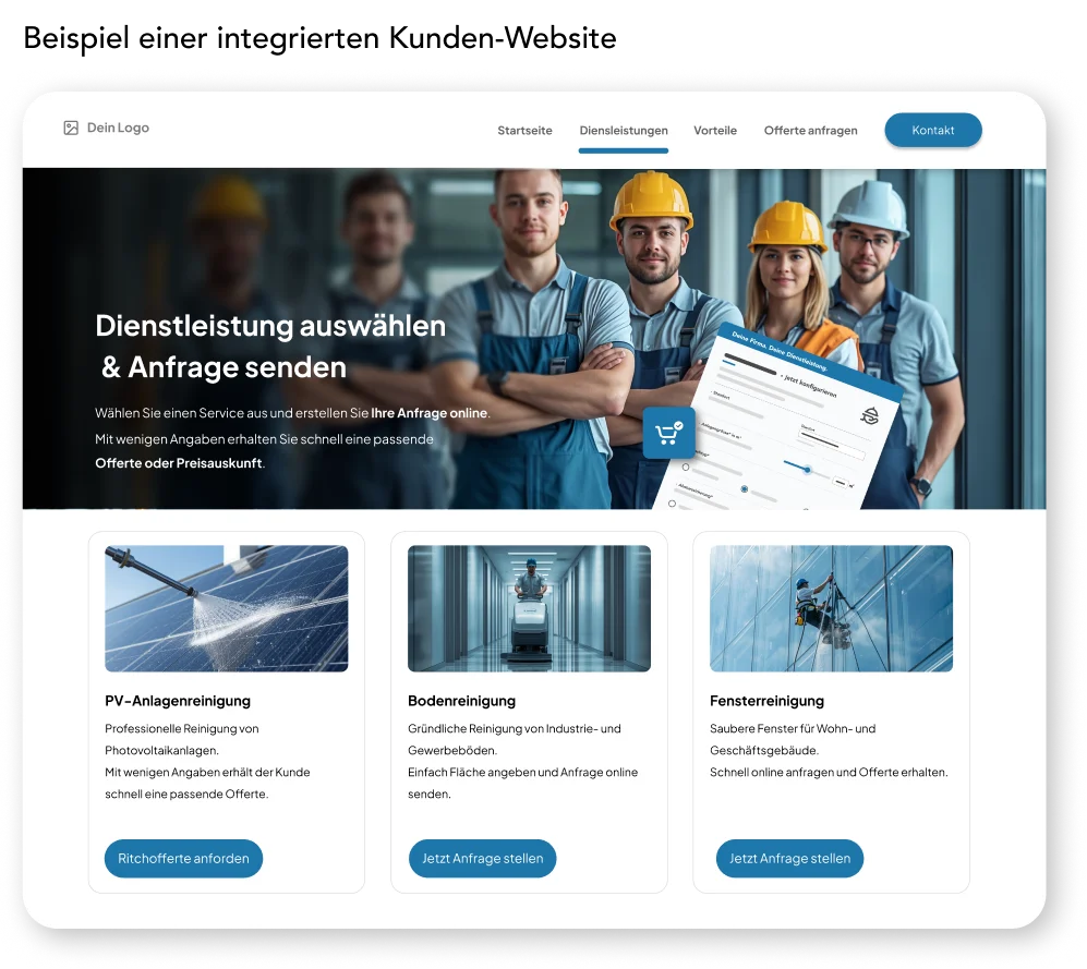 Beispiel einer integrierten Kunden-Website